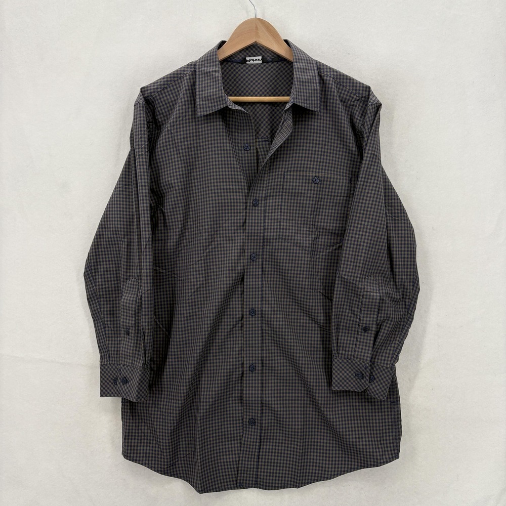 Rohan Shirt Mens Medium Blue Check UV Protective Long Sleeve Travel Hiking Trail